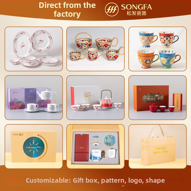 Portselaninis puodelis pusryčiams su gėlių formos rankena – aukštos kokybės balta keramika, trijų dalių rinkinys, atsparus aukštoms temperatūroms, logotipo spausdinimas