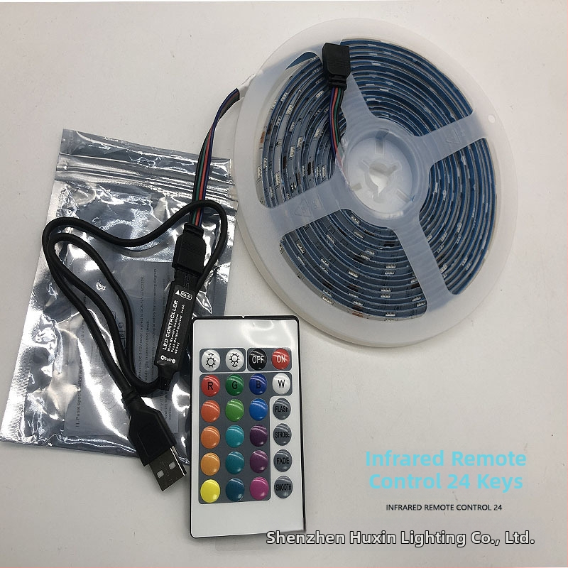 LED pás TV pozadia RGB 5050, 30 LED, 5V vstup, 8W/m, diaľkové ovládanie pre stmievanie