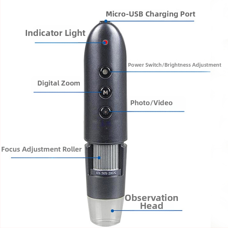 WiFi juhtmevaba mobiiltelefonimikroskoop makroobservationiks, 1600× suurendus, kaubamärk Chuda, mudel WIFI, päritolu Zhejiang
