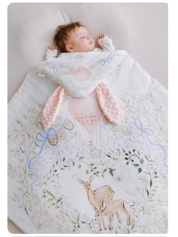 Deka za zagrljaj za bebe, Cartoon uzorak, pamuk, za novorođenčad, pogodna za proljeće/jesen/zimu, Zima 2025