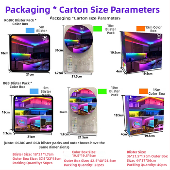 Išorinė RGBIC LED juostelė, 18 LED 5050, 5V įėjimas, IP68 atspari vandeniui, reguliuojamas ryškumas