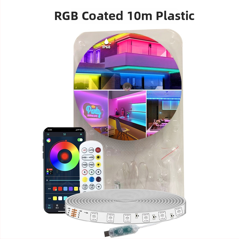 Išorinė RGBIC LED juostelė, 18 LED 5050, 5V įėjimas, IP68 atspari vandeniui, reguliuojamas ryškumas