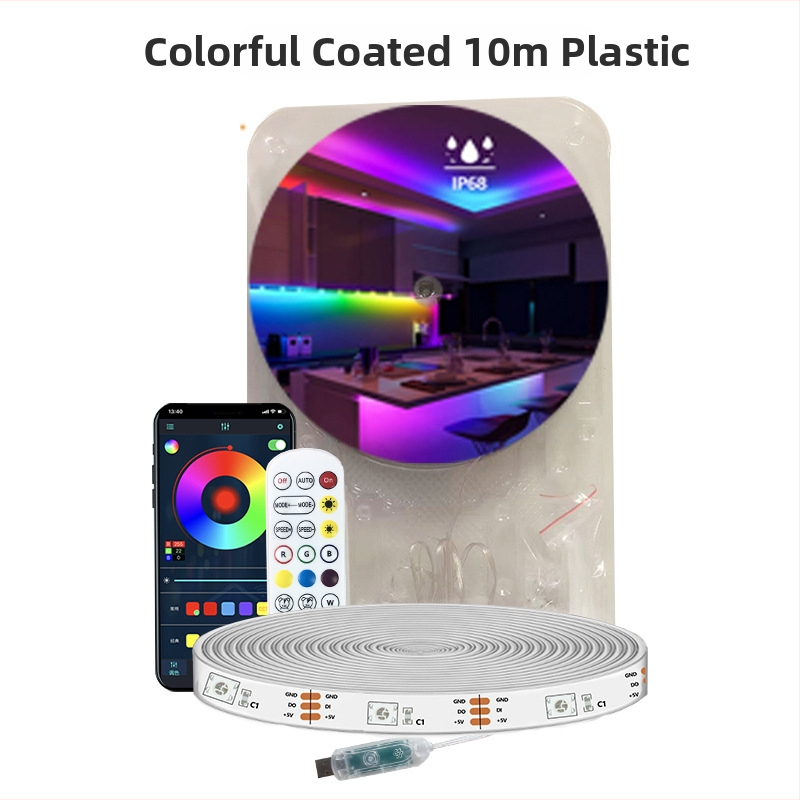 Išorinė RGBIC LED juostelė, 18 LED 5050, 5V įėjimas, IP68 atspari vandeniui, reguliuojamas ryškumas