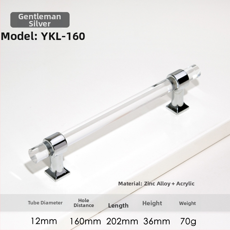 Spintelės durų rankenėlė – Modelis 96 • Medžiagos: akrilas, cinko lydinys • Stilius: šiuolaikinis minimalistinis • Pritaikymas: spintelės durims