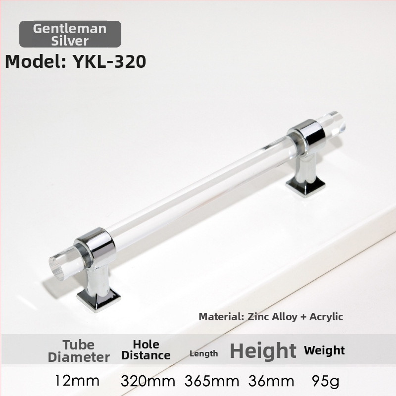 Spintelės durų rankenėlė – Modelis 96 • Medžiagos: akrilas, cinko lydinys • Stilius: šiuolaikinis minimalistinis • Pritaikymas: spintelės durims