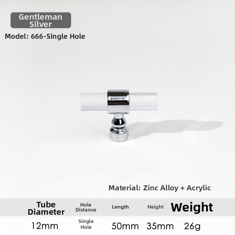 Spintelės durų rankenėlė – Modelis 96 • Medžiagos: akrilas, cinko lydinys • Stilius: šiuolaikinis minimalistinis • Pritaikymas: spintelės durims