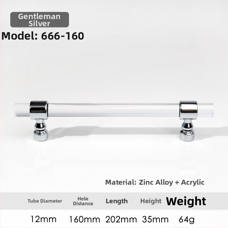 Spintelės durų rankenėlė – Modelis 96 • Medžiagos: akrilas, cinko lydinys • Stilius: šiuolaikinis minimalistinis • Pritaikymas: spintelės durims
