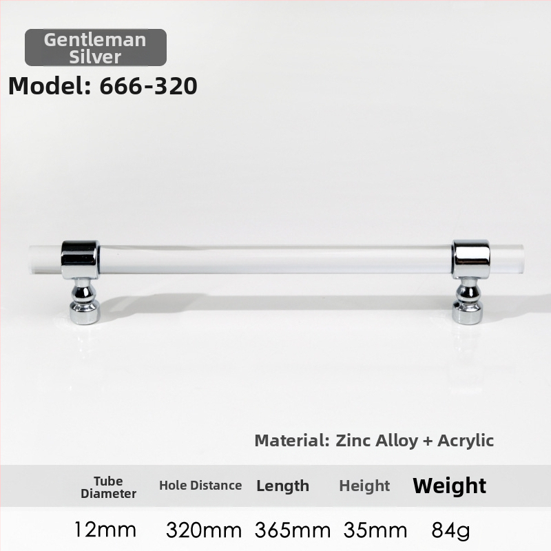 Spintelės durų rankenėlė – Modelis 96 • Medžiagos: akrilas, cinko lydinys • Stilius: šiuolaikinis minimalistinis • Pritaikymas: spintelės durims
