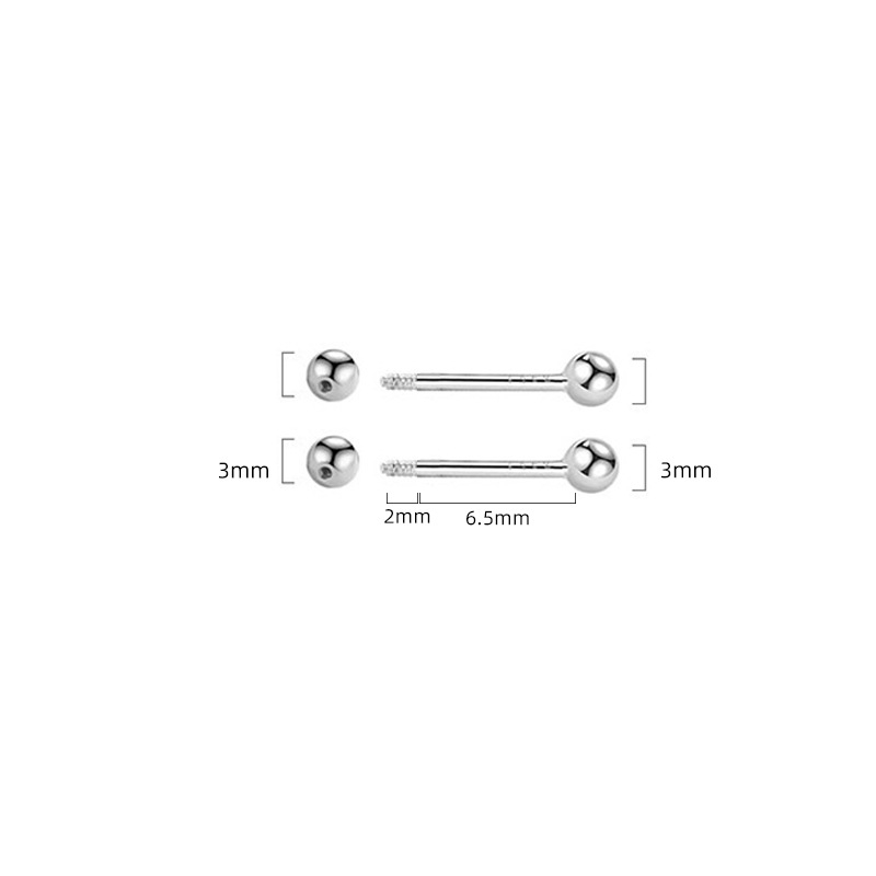 Naušnice od srebra S925 s navojnim zatvaranjem – kuglice u obliku dumbbella, geometrijski dizajn, jednostavan