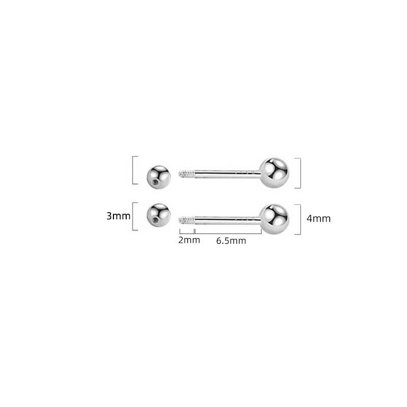 Naušnice od srebra S925 s navojnim zatvaranjem – kuglice u obliku dumbbella, geometrijski dizajn, jednostavan