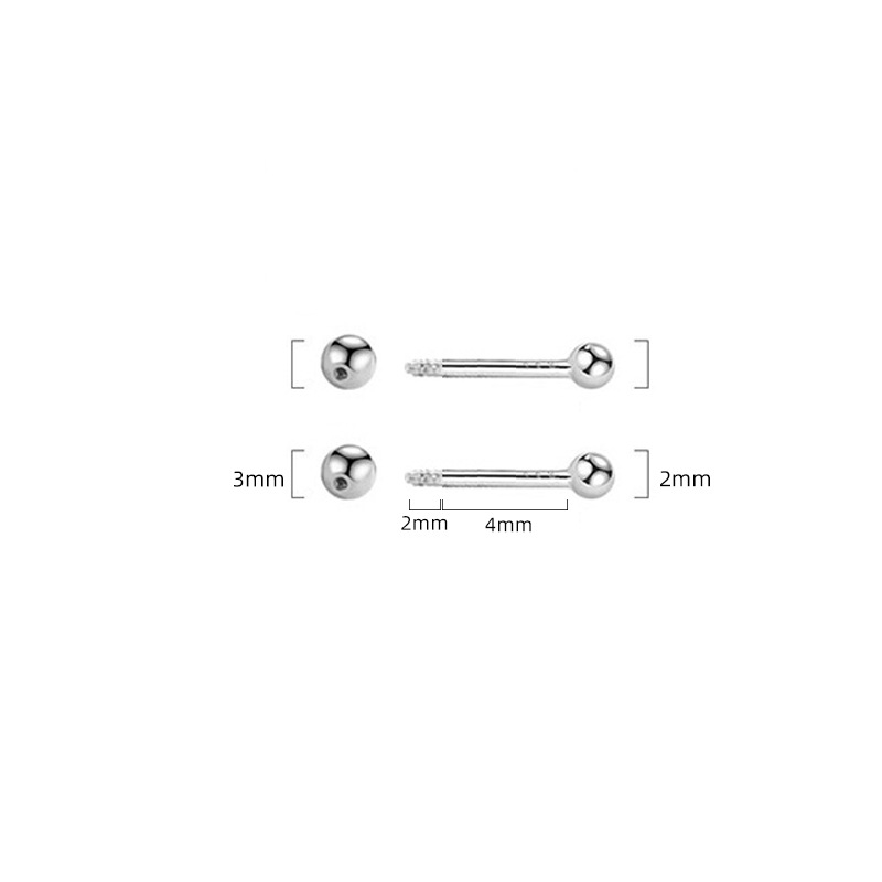 Naušnice od srebra S925 s navojnim zatvaranjem – kuglice u obliku dumbbella, geometrijski dizajn, jednostavan