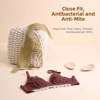 Mezgto nėrinių latekso liemenėlė push-up, ultra plonas formos kupas, 3/4 kupas, fiksuotos dvigubos petnešos, be plieno žiedų, nugaros dizainas