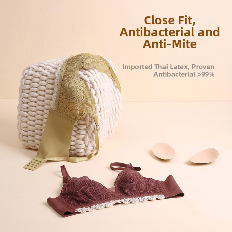 Mezgto nėrinių latekso liemenėlė push-up, ultra plonas formos kupas, 3/4 kupas, fiksuotos dvigubos petnešos, be plieno žiedų, nugaros dizainas