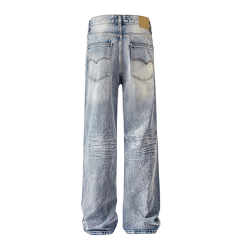 Muške traperice denim ravnog kroja, isprane, srednji pojas, zatvaranje na gumbe, 95% pamuk