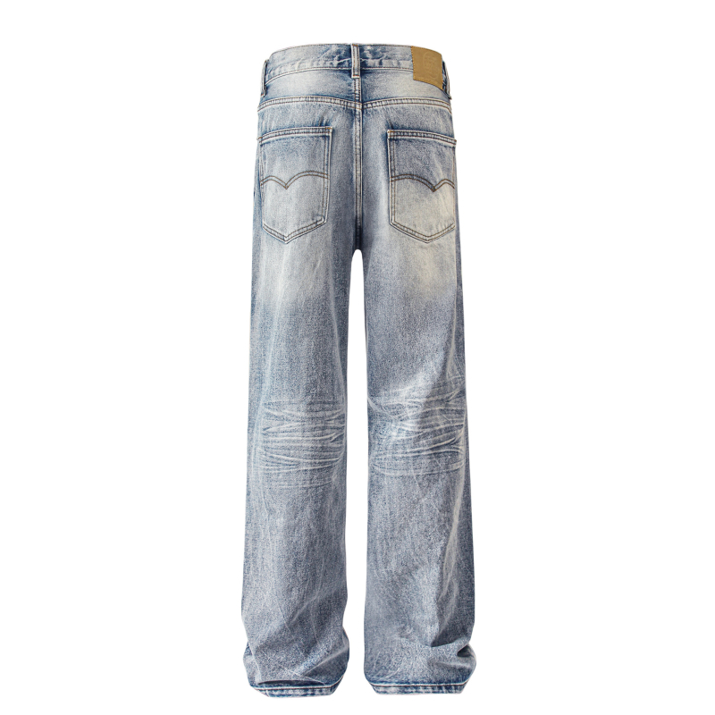 Muške traperice denim ravnog kroja, isprane, srednji pojas, zatvaranje na gumbe, 95% pamuk