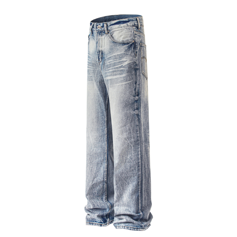 Muške traperice denim ravnog kroja, isprane, srednji pojas, zatvaranje na gumbe, 95% pamuk