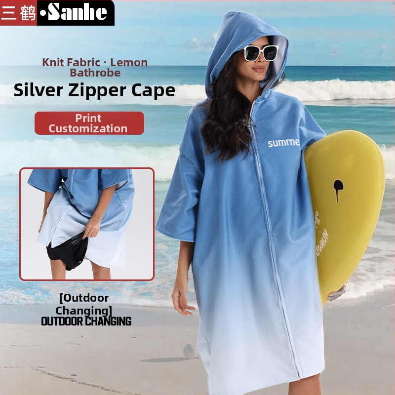 Greitai džiūstantis pončo rankšluostis plaukimo ir banglenčių sportui, unisex vonios chalatas, ultra-fine pluoštas, 300–400 g, 150d siūlai, spauda, pritaikomas