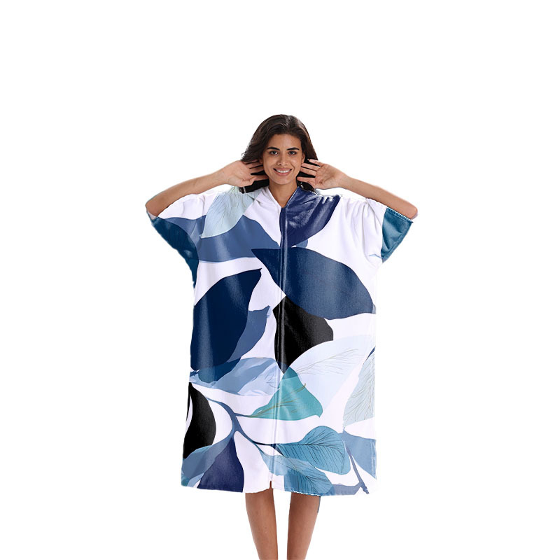 Greitai džiūstantis pončo rankšluostis plaukimo ir banglenčių sportui, unisex vonios chalatas, ultra-fine pluoštas, 300–400 g, 150d siūlai, spauda, pritaikomas