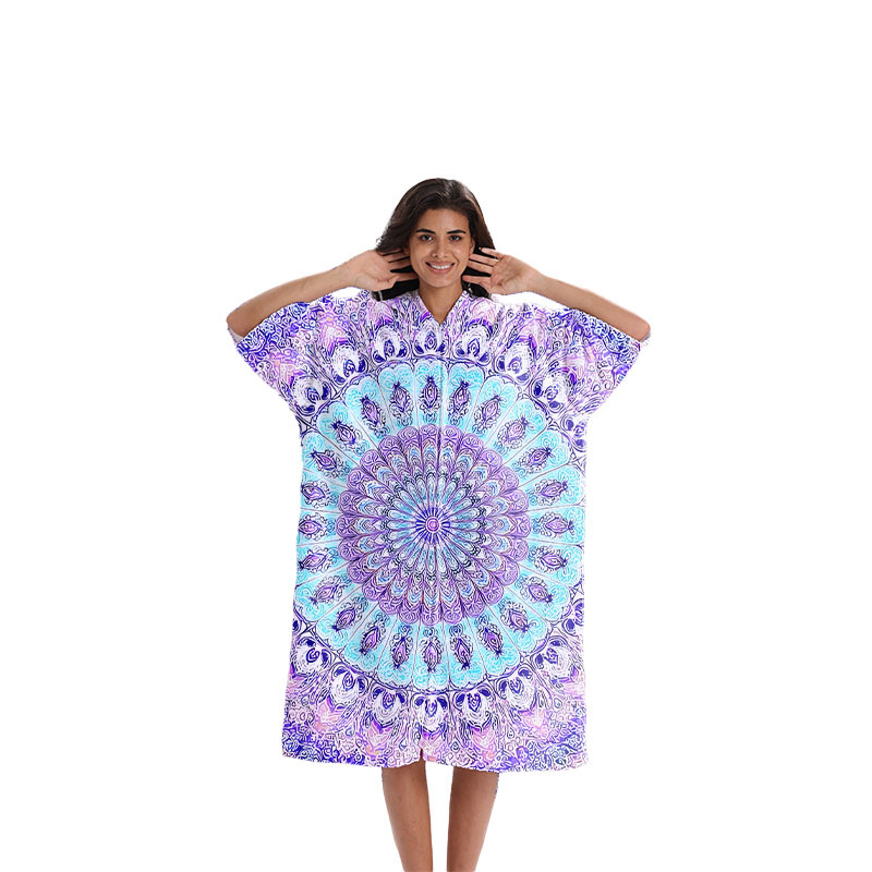 Greitai džiūstantis pončo rankšluostis plaukimo ir banglenčių sportui, unisex vonios chalatas, ultra-fine pluoštas, 300–400 g, 150d siūlai, spauda, pritaikomas