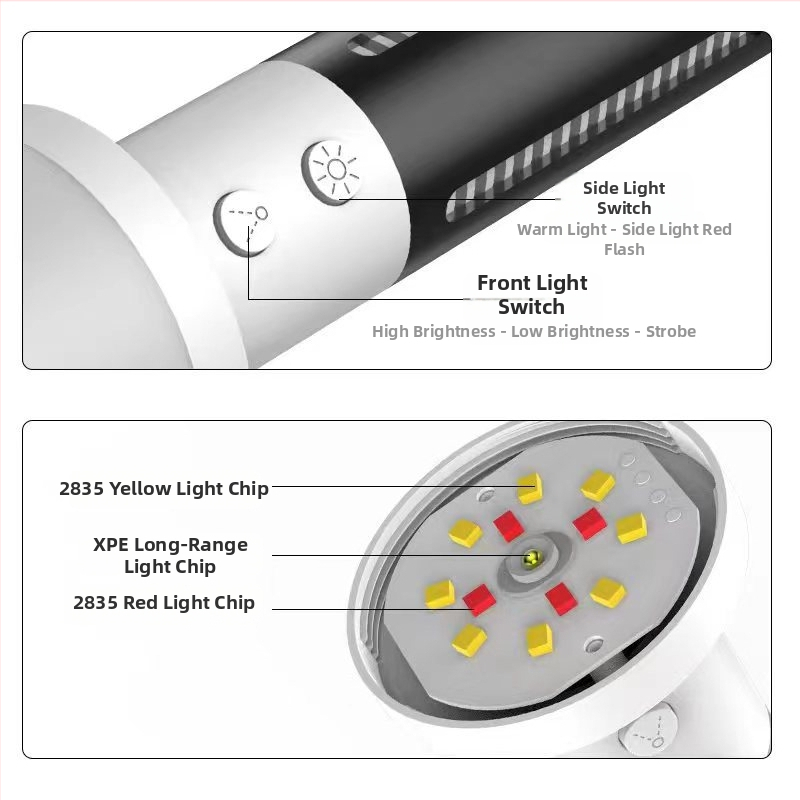 Vanjska višefunkcionalna LED svjetiljka, 5W, baterija 1200 mAh, domet 100–200 m, trajanje baterije 12 h, punjiva