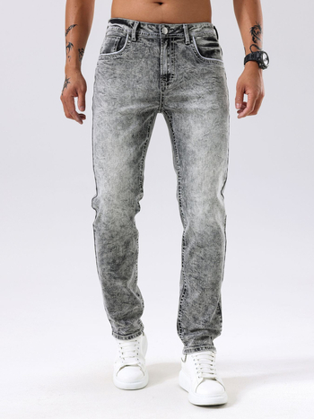 Мъжки дънки деним със Slim-Fit, 70% памук, цип за закопчаване, средна талия, дълги до глезена