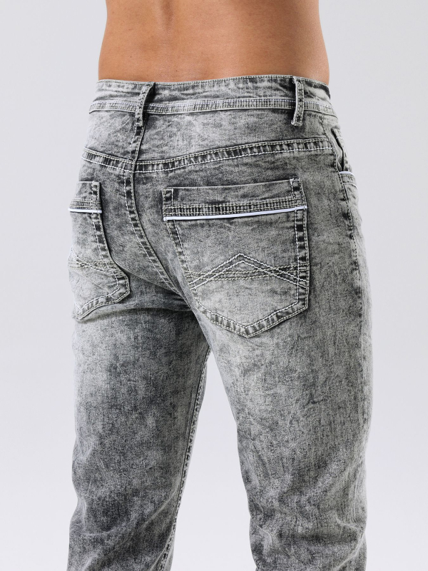 Мъжки дънки деним със Slim-Fit, 70% памук, цип за закопчаване, средна талия, дълги до глезена