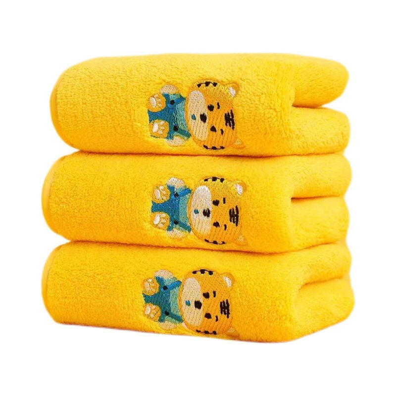 Dječji ručnik za kupanje od Coral Fleece, crtani Tiger uzorak, za bebe – 32S vlakno, vez