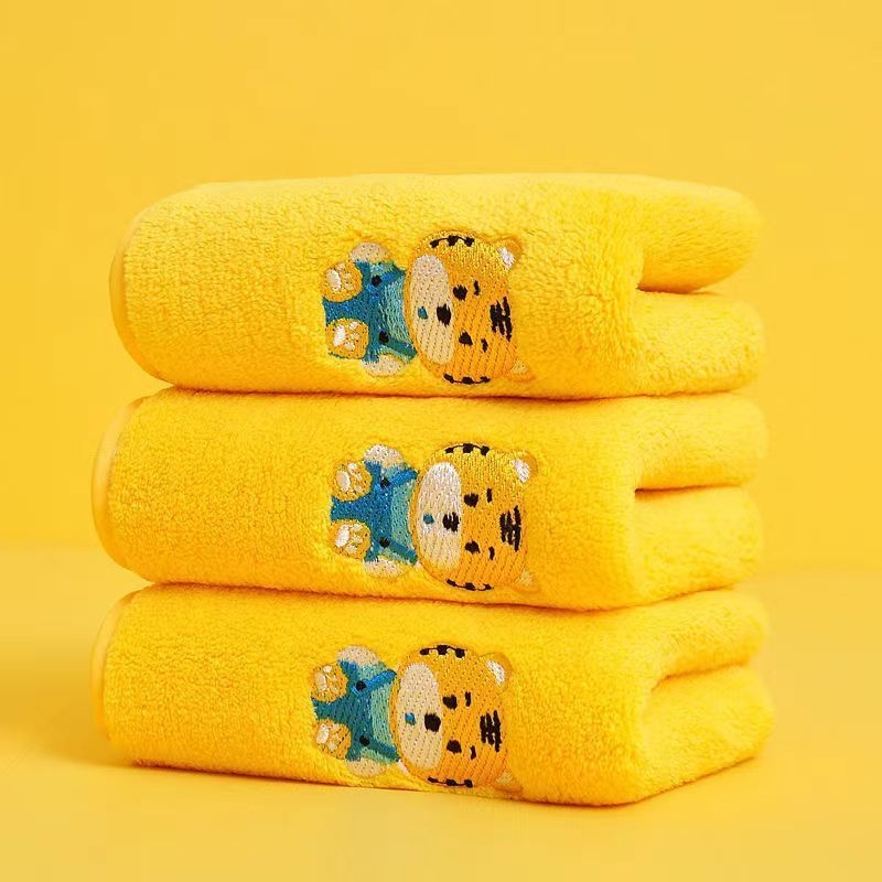 Dječji ručnik za kupanje od Coral Fleece, crtani Tiger uzorak, za bebe – 32S vlakno, vez