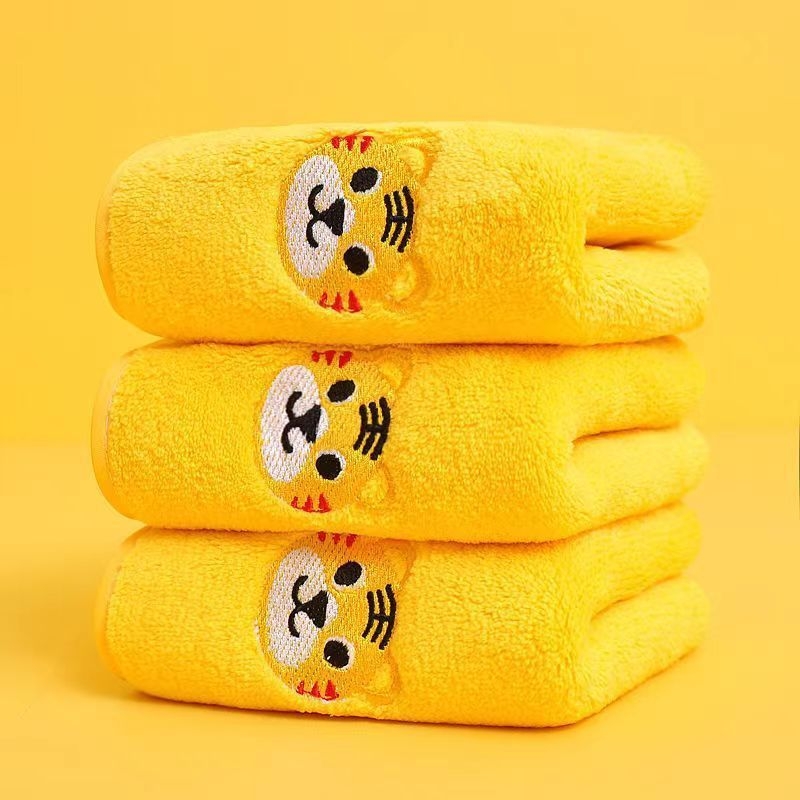 Dječji ručnik za kupanje od Coral Fleece, crtani Tiger uzorak, za bebe – 32S vlakno, vez