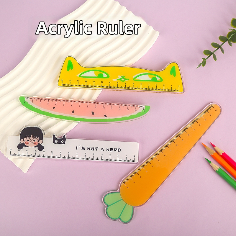 Akrilinė liniuotė, daugiafunkcinis piešimo įrankis su gyvūnų motyvu, modelis Ruler 003, pakuotė maišelyje, pritaikymas įmanomas, logotipo spausdinimas įtrauktas