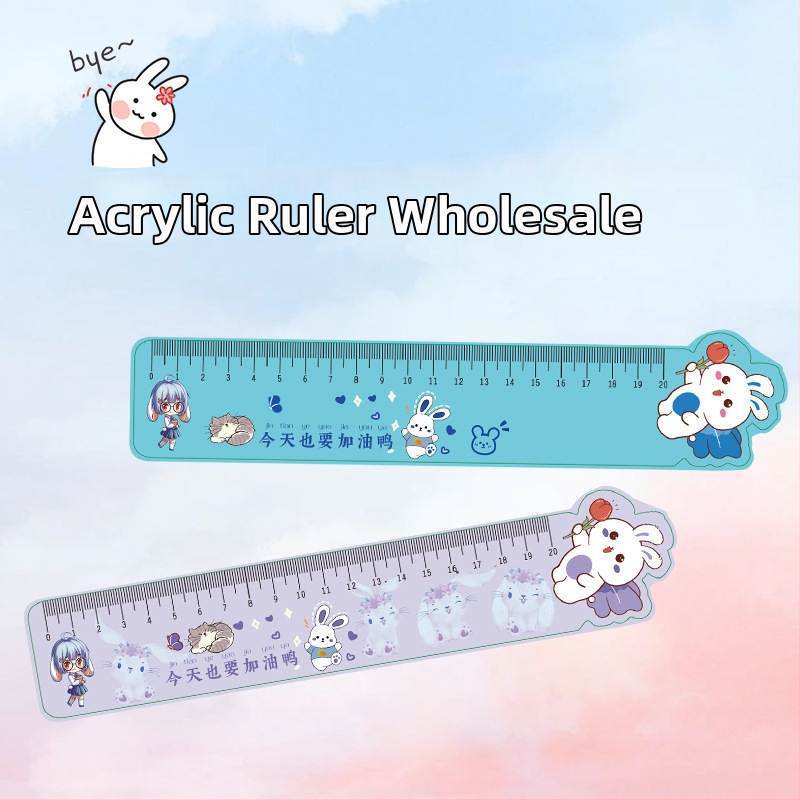 Akrilinė liniuotė, daugiafunkcinis piešimo įrankis su gyvūnų motyvu, modelis Ruler 003, pakuotė maišelyje, pritaikymas įmanomas, logotipo spausdinimas įtrauktas