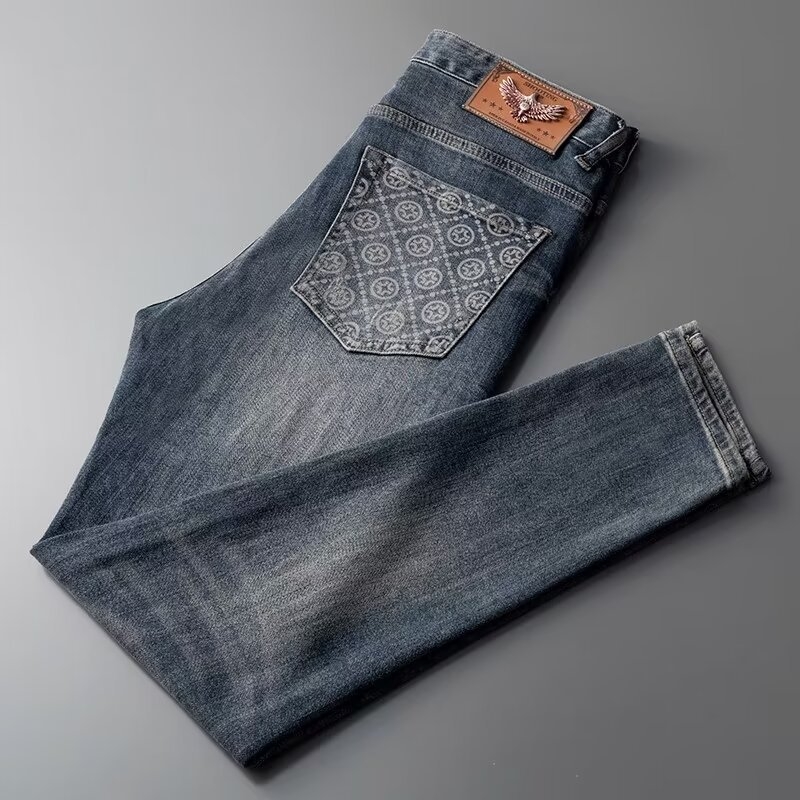 Muške traperice – slim fit, straight nogavice, pamuk denim, oprani izgled, za sve sezone