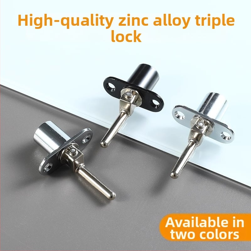 Чекмеджетна заключалка с три звена за офисно бюро и файлов шкаф, цилиндър за заключване и свързващ прът; материал: цинкова сплав; модел: SLSUO