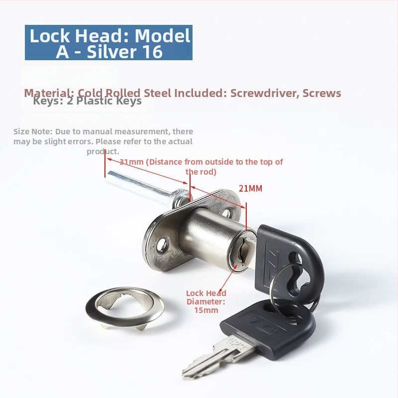 Чекмеджетна заключалка с три звена за офисно бюро и файлов шкаф, цилиндър за заключване и свързващ прът; материал: цинкова сплав; модел: SLSUO
