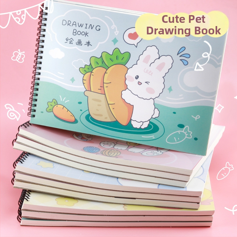 Brėžinių knygelė piešimui – mielas triušis ir tingus katinas, mokytojo apdovanojimo tema (Modelis: YH-A4 piešimo knyga; viršelio medžiaga: popierius; viršelio lapos: laisvos; popieriaus medžiaga: eskizinis popierius; popieriaus svoris: 150 g/m²; vieneto sv