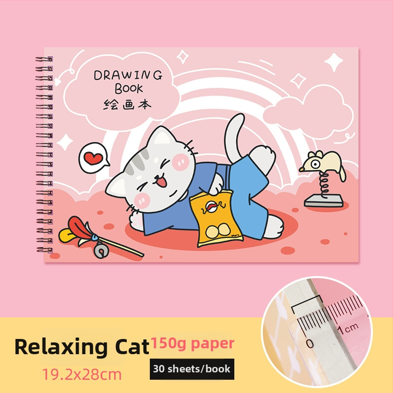 Joonistusraamat – armas jänes ja laisk kass, õpetaja preemia teema (Mudel: YH-A4 joonistusraamat; Kaane materjal: paber; Lintimine: vabalt lehed; Teksti materjal: visandipaber; Paberi tihedus: 150 g/m²; Ühik kaal: ~298 g; Märkus: märkmiku stiil: 2316990671