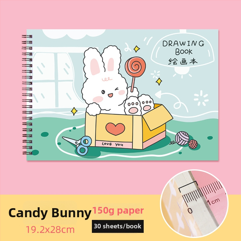 Joonistusraamat – armas jänes ja laisk kass, õpetaja preemia teema (Mudel: YH-A4 joonistusraamat; Kaane materjal: paber; Lintimine: vabalt lehed; Teksti materjal: visandipaber; Paberi tihedus: 150 g/m²; Ühik kaal: ~298 g; Märkus: märkmiku stiil: 2316990671