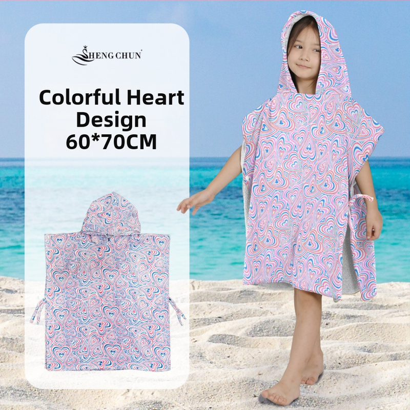 Laste kapuutsiga vannirõivas – 100% puuvill, 300–400 g, 21 niiti, trükitud