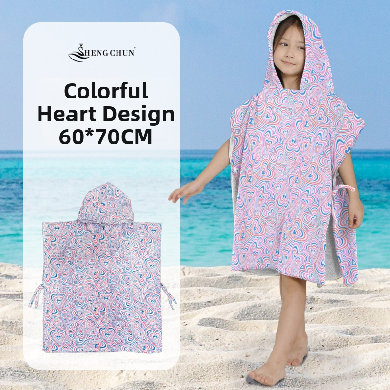 Vaikų gobtuvinis chalatas maudynėms – 100% medvilnė, 300–400 g, 21 siūlai, atspausdintas