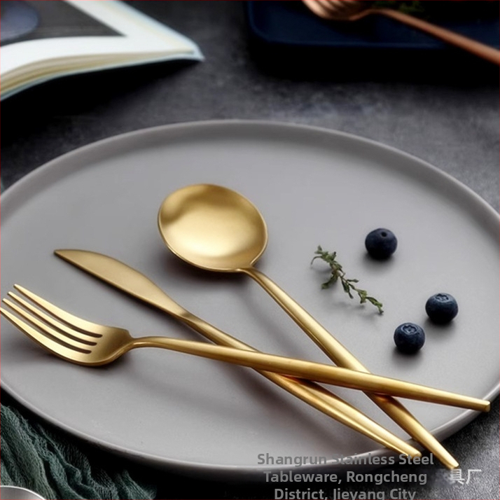 304 nerūdijančio plieno peilių, šakutė ir šaukštų rinkinys vakarietiškam stalui, šiuolaikinis minimalistinis stilius, Hemp wheel poliravimas