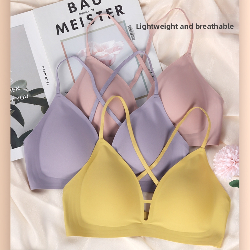 Belaidė liemenėlė be siūlių su plonais formuojamais puodeliais, nuimamomis dvigubomis petnešėlėmis, pilnais puodeliais, šonine užsegimas, kvėpuojantis nailonas