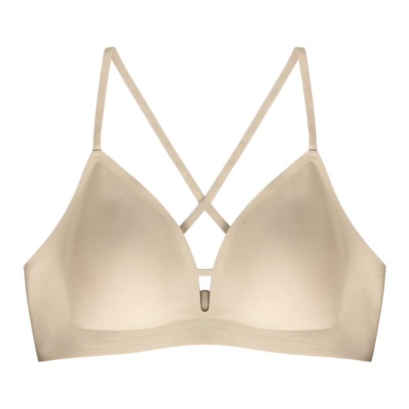 Ασύρματο, χωρίς ραφές σουτιέν με λεπτές μορφοποιημένες κάψες, αποσπώμενες διπλές τιράντες, πλήρεις κάψες, πλευρικό κούμπωμα, διαπνέον νάιλον