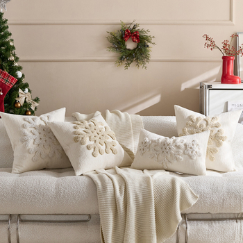 Pagalvės užvalkalas iš poliesterio, siuvinėta snaigė, bohemiškas siuvinėjimas, šiaurinis stilius