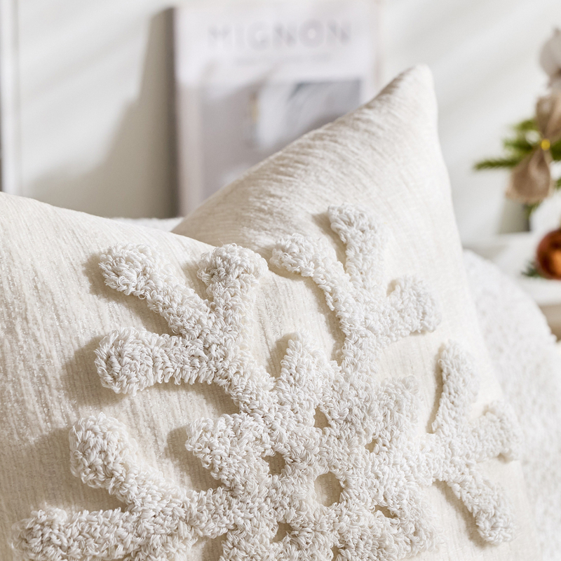 Μαξιλαροθήκη από πολυεστέρα, κεντημένη χιονονιφάδα, μποέμ κέντημα, νορδικό στυλ