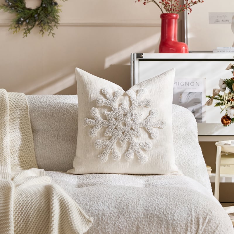 Pagalvės užvalkalas iš poliesterio, siuvinėta snaigė, bohemiškas siuvinėjimas, šiaurinis stilius