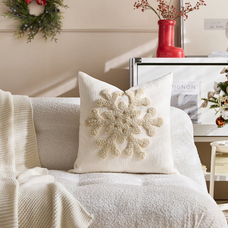 Pagalvės užvalkalas iš poliesterio, siuvinėta snaigė, bohemiškas siuvinėjimas, šiaurinis stilius