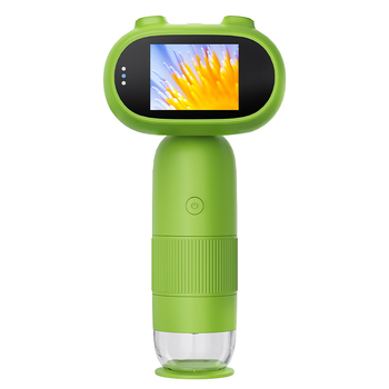 Laste digitaalne elektronmikroskoop ekraaniga, käsitsi kaasaskantav, HD-ekraan, koomiksilaadne disain, teadusele ja haridusele