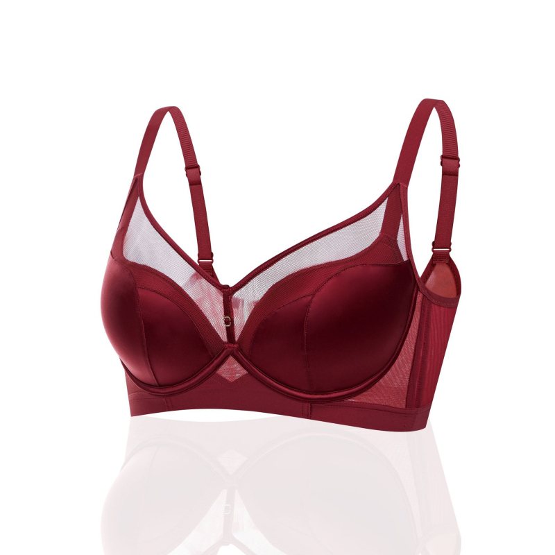 Liemenėlė iš Modal tekstilės su satino paviršiumi, formuoti nailono puodeliai, atminties minkštas plieninis žiedas paramai, nugaros užtrauktukas su keturiais kabliukais, kvėpuojantis dizainas