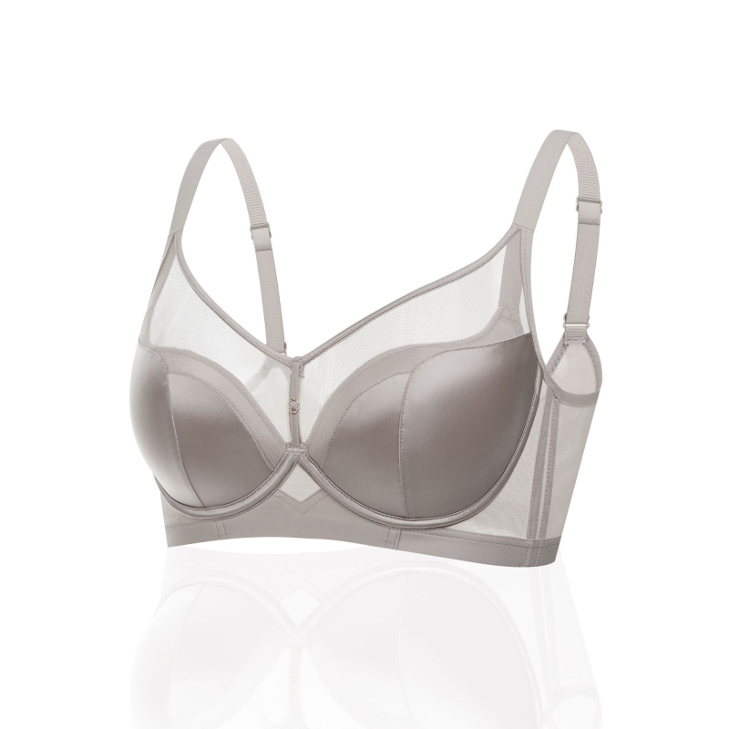 Liemenėlė iš Modal tekstilės su satino paviršiumi, formuoti nailono puodeliai, atminties minkštas plieninis žiedas paramai, nugaros užtrauktukas su keturiais kabliukais, kvėpuojantis dizainas