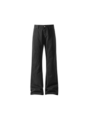 Jeans din bumbac cu patchwork, croială lejeră și drept, talie medie, 100% bumbac